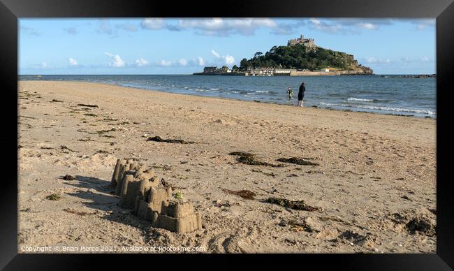 Sandcastle and St Michael's Mount Framed Print by Brian Pierce