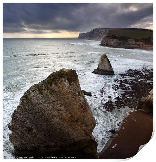 Freshwater Bay and Tennyson Down, Isle of Wight, UK Print by Geraint Tellem ARPS