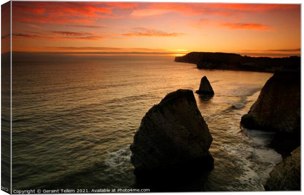 Sunset over Freshwater Bay, Isle of Wight, UK Canvas Print by Geraint Tellem ARPS