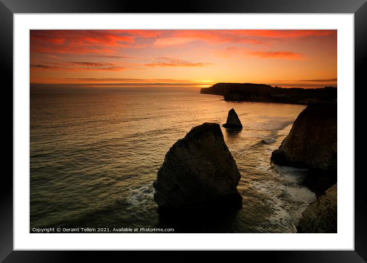 Sunset over Freshwater Bay, Isle of Wight, UK Framed Mounted Print by Geraint Tellem ARPS