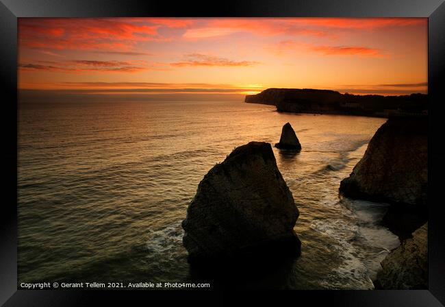 Sunset over Freshwater Bay, Isle of Wight, UK Framed Print by Geraint Tellem ARPS