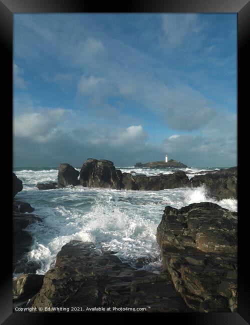 Godrevy lighthouse a very special place. Framed Print by Ed Whiting