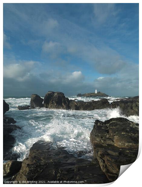 Godrevy lighthouse a very special place. Print by Ed Whiting