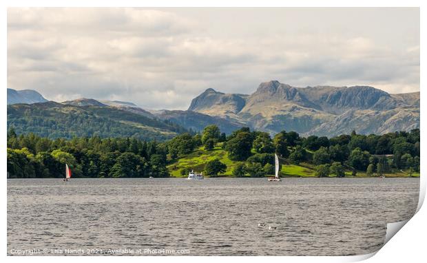 Sailing on Windermere Print by Lisa Hands