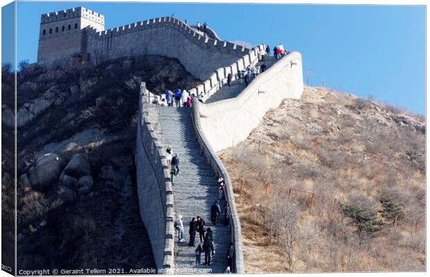 Great Wall of China at Badaling near Beijing, China  Canvas Print by Geraint Tellem ARPS