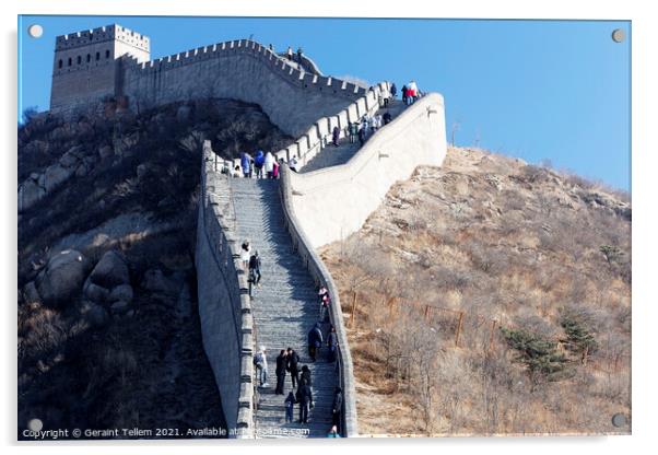 Great Wall of China at Badaling near Beijing, China  Acrylic by Geraint Tellem ARPS