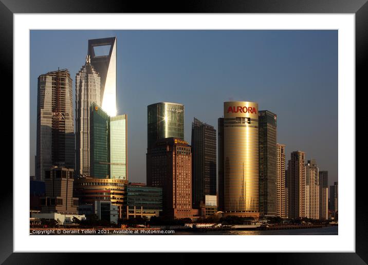Shanghai skyline, China Framed Mounted Print by Geraint Tellem ARPS