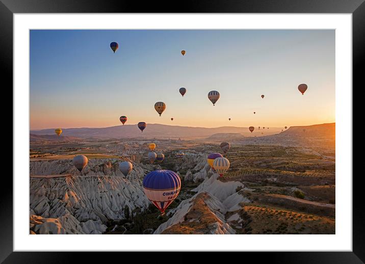 Ballooning in Cappadocia, Turkey Framed Mounted Print by Arterra 