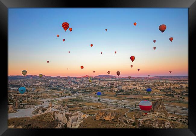 Balloons over Cappadocia, Turkey Framed Print by Arterra 
