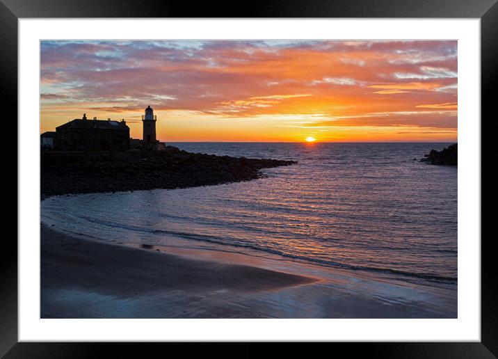 Sunset Portpatrick Lighthouse Framed Mounted Print by Derek Beattie