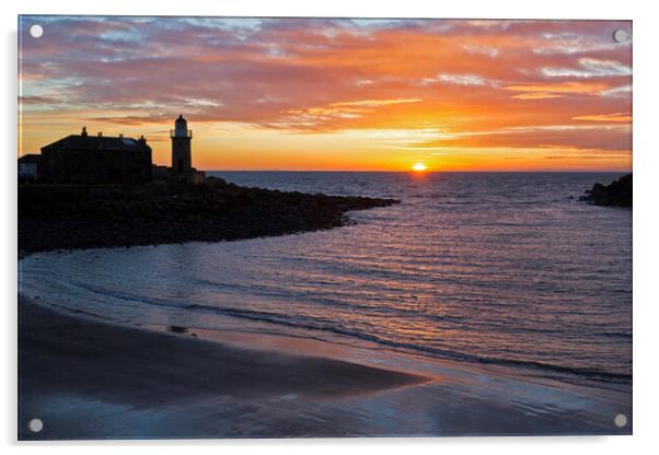 Sunset Portpatrick Lighthouse Acrylic by Derek Beattie