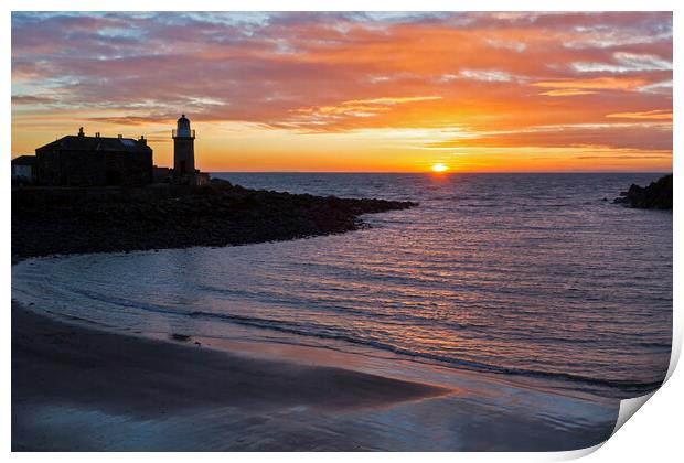 Sunset Portpatrick Lighthouse Print by Derek Beattie
