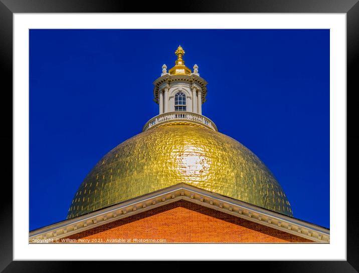 Golden Dome State Legislature House Boston Massachusetts Framed Mounted Print by William Perry