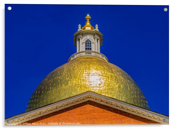 Golden Dome State Legislature House Boston Massachusetts Acrylic by William Perry