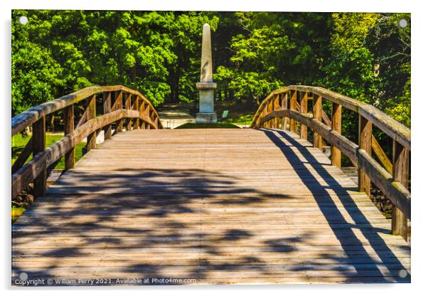 Old North Bridge American Revloution Monument Massachusetts Acrylic by William Perry