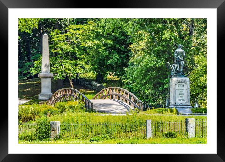 Minute Man Statue Old North Bridge American Revloution Monument  Framed Mounted Print by William Perry