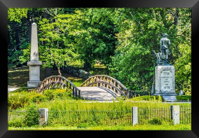 Minute Man Statue Old North Bridge American Revloution Monument  Framed Print by William Perry