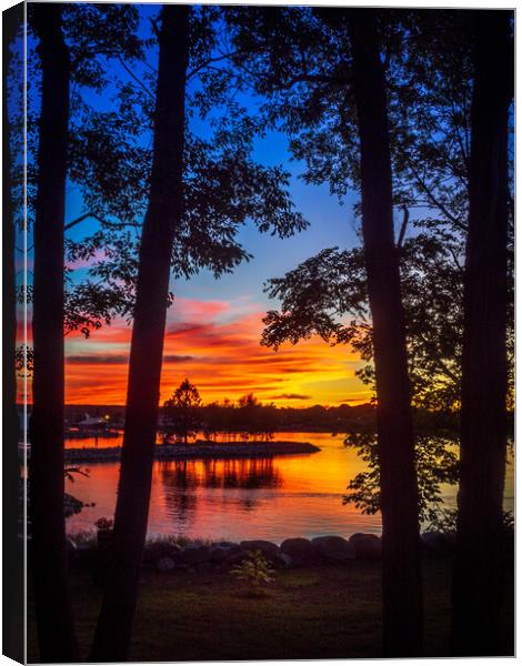 Liverpool Bay Sunset, Nova Scotia, Canada Canvas Print by Mark Llewellyn