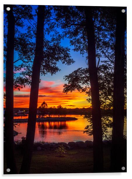 Liverpool Bay Sunset, Nova Scotia, Canada Acrylic by Mark Llewellyn