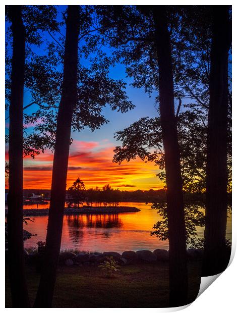 Liverpool Bay Sunset, Nova Scotia, Canada Print by Mark Llewellyn
