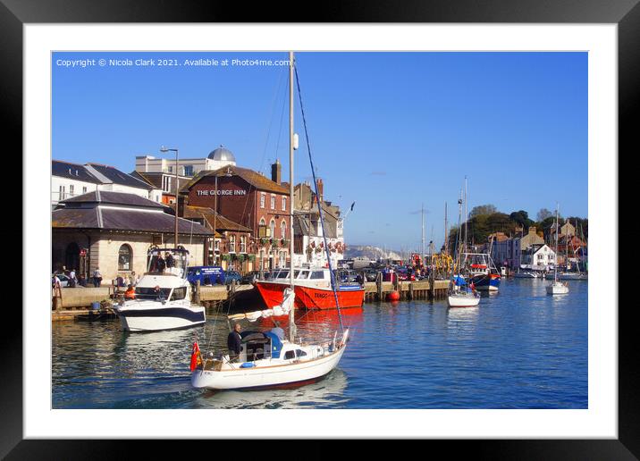 Vibrant Boats at Weymouth Harbour Framed Mounted Print by Nicola Clark