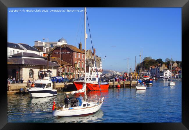 Vibrant Boats at Weymouth Harbour Framed Print by Nicola Clark