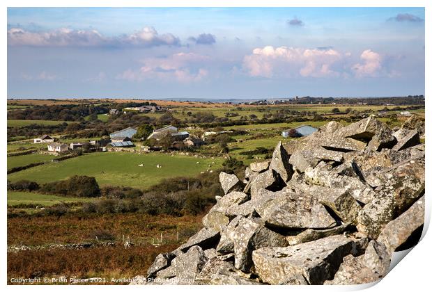 The view from Carbilly Tor towards St Breward, Bod Print by Brian Pierce