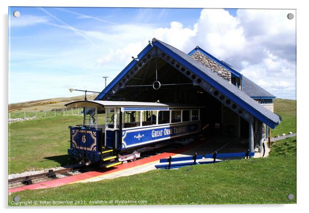 The Great Orme Tramway tram Acrylic by Peter Brownlow