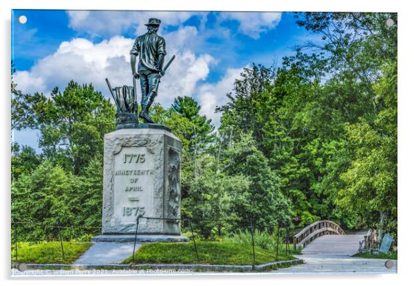 Minute Man Statue Old North Bridge American Revloution Monument  Acrylic by William Perry