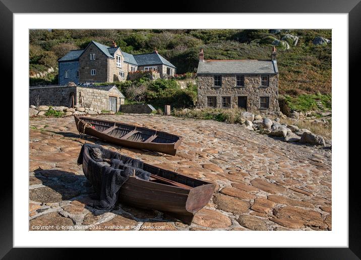 Old boats at Penberth Cove, Cornwall. Framed Mounted Print by Brian Pierce