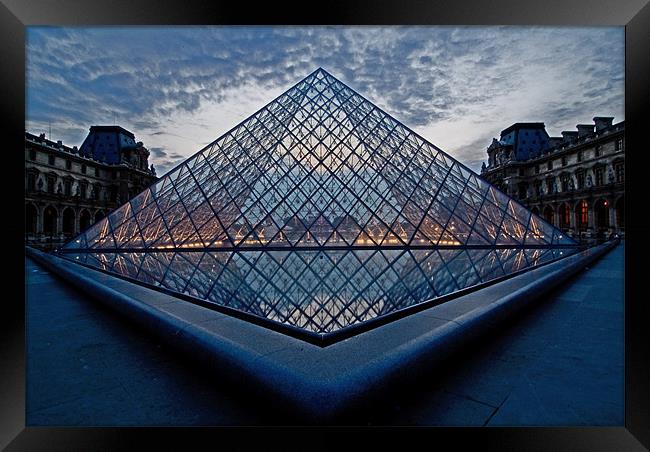 Louvre Glass Pyramid Framed Print by Andy Wager