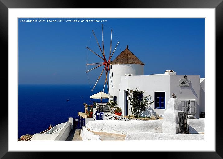 Oia Windmill, Santorini, Greece Framed Mounted Print by Keith Towers Canvases & Prints