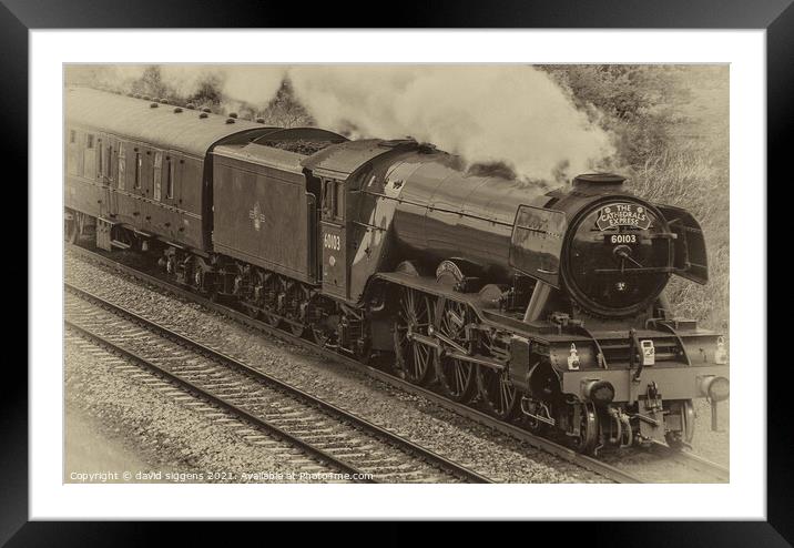 Flying scotsman steam train Framed Mounted Print by david siggens
