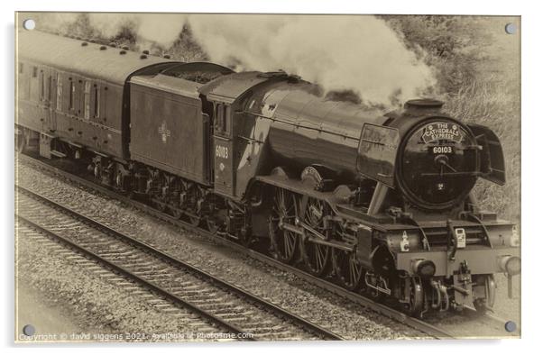 Flying scotsman steam train Acrylic by david siggens
