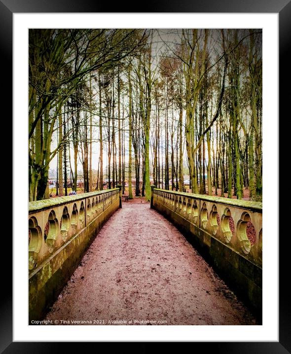 River Bridge leading to the woods Framed Mounted Print by Tina Veeranna