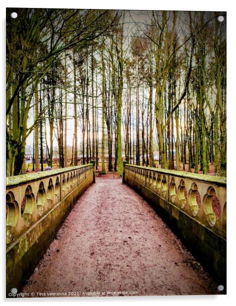 River Bridge leading to the woods Acrylic by Tina Veeranna