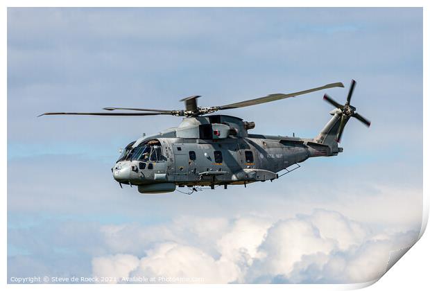 Royal Navy Merlin Helicopter Print by Steve de Roeck