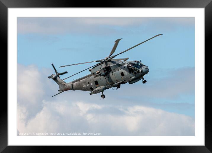Royal Navy Merlin Helicopter Framed Mounted Print by Steve de Roeck
