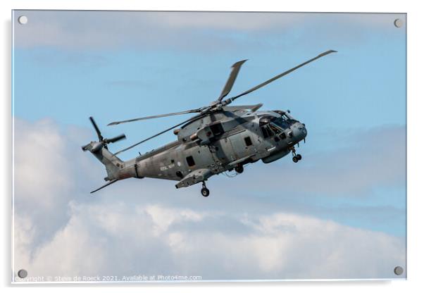 Royal Navy Merlin Helicopter Acrylic by Steve de Roeck