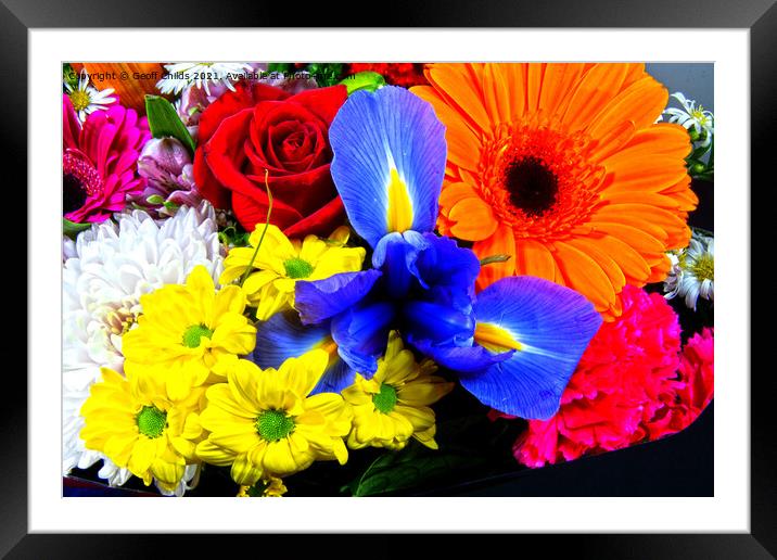 Pretty Bunch of Mixed Cut Flowers Framed Mounted Print by Geoff Childs