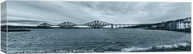 Forth Rail Bridge, Edinburgh, Scotland - Monochrome Canvas Print by Dave Collins