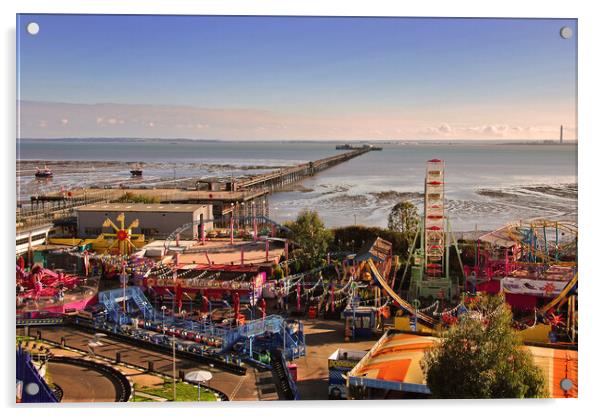 Adventure Island Southend Pier Essex England Acrylic by Andy Evans Photos