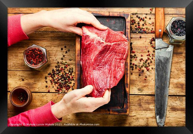 Raw beef meat Framed Print by Mykola Lunov Mykola