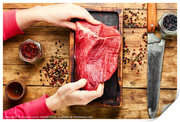 Raw beef meat Print by Mykola Lunov Mykola