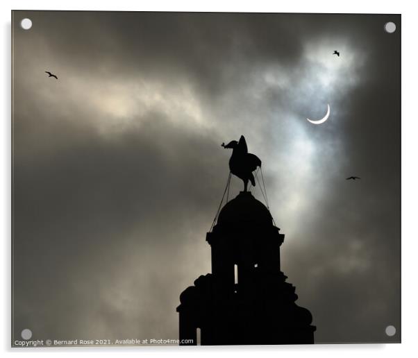 Partial Eclipse over Liverbird No. 3 landscape vie Acrylic by Bernard Rose Photography