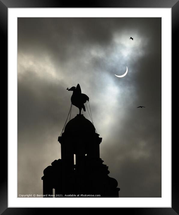 Partial Eclipse over Liverbird No.3  portrait view Framed Mounted Print by Bernard Rose Photography