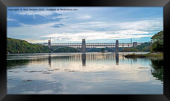 Britannia Bridge over the Menai Strait Anglesey  Framed Print by Nick Jenkins