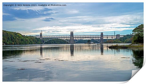 Britannia Bridge over the Menai Strait Anglesey  Print by Nick Jenkins