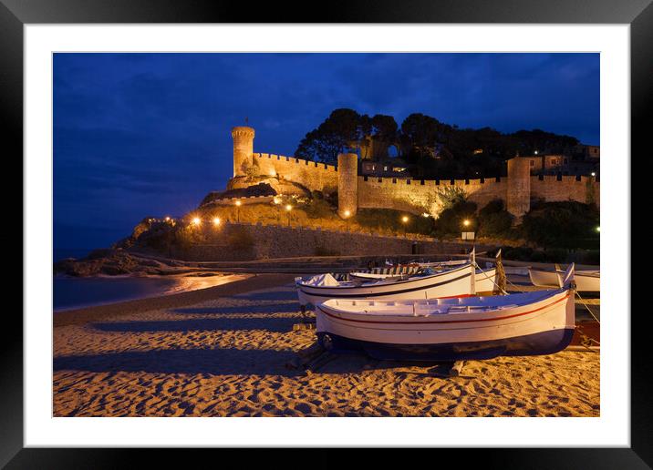 Town of Tossa de Mar by Night in Spain Framed Mounted Print by Artur Bogacki