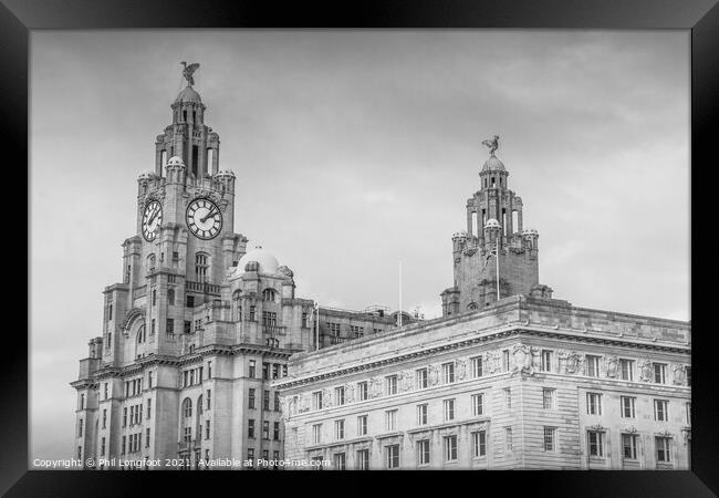 Royal Liver and Cunard Buildings Liverpool  Framed Print by Phil Longfoot